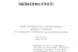 Marcas violentas: colonialismo, muerte y sexo en el corazón a contraluz de Patricio Manns