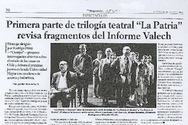 Primera parte de trilogía teatral "La Patria" revisa fragmentos del Informe Valech.