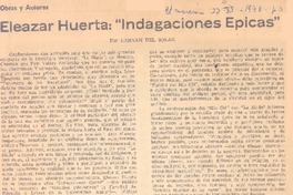 Eleazar Huerta: "Indagaciones epicas"