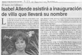 Isabel Allende asistirá a inauguración de villa que llevará su nombre