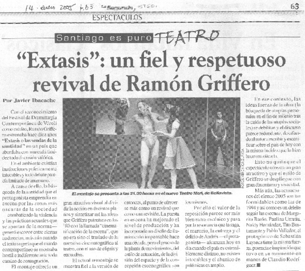 "Éxtasis". un fiel y respetuoso revival de Ramón Griffero