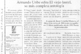 Armando Uribe edita El viejo laurel, su más completa antología