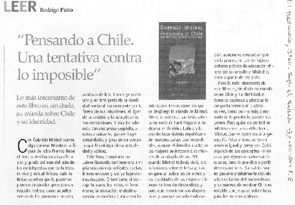Pensando a Chile, una tentativa contra lo imposible