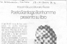 Poeta Santiago Bonhomme presenta su libro