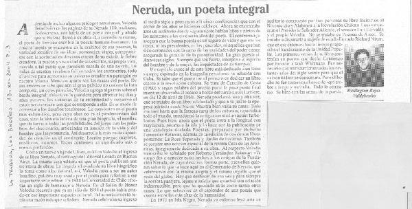 Neruda, un poeta integral
