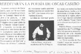 Reeditaran la poesía de Oscar Castro