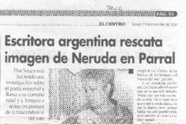 Escritora argentina rescata imagen de Neruda en Parral