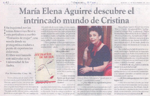 María Elena Aguirre descubre el intrincado mundo de Cristina