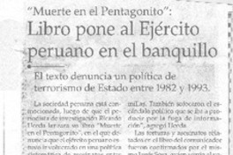 Libro pone al ejército peruano en el banquillo