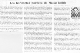 Los horizontes poéticos de Matías Rafide