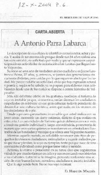 A Antonio Parra Labarca