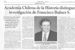 Academia Chilena de la Historia distingue a investigación de Francisco Bulnes S.
