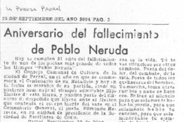 Aniversario del fallecimiento de Pablo Neruda