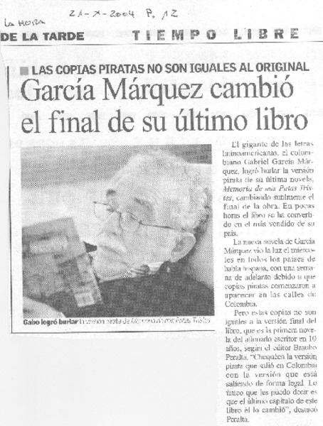 García Márquez cambió el final de su último libro