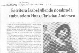 Escritora Isabel Allende nombrada embajadora Hans Christian Andersen