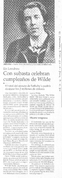 Con subasta celebran cumpleaños de Wilde