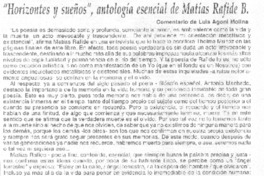 "Horizontes y sueños", antología esencial de Matías Rafide B.
