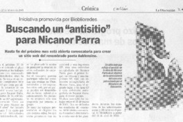 Buscando un "antisitio" para Nicanor Parra"