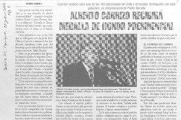 Alberto Carrizo recibirá medalla de honor presidencial