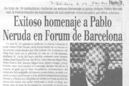 Exitoso homenaje a Pablo Neruda en Forum de Barcelona