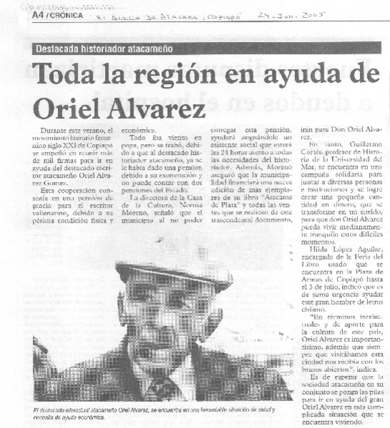 Toda la región en ayuda de Oriel Alvarez