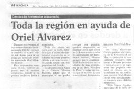 Toda la región en ayuda de Oriel Alvarez