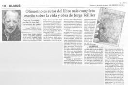 Olmueíno es autor del libro más completo escrito sobre la vida y obra de Jorge Teillier
