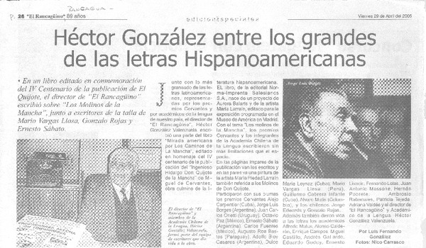 Héctor González entre los grandes de las letras hispanoamericanas