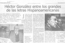 Héctor González entre los grandes de las letras hispanoamericanas