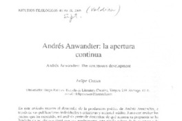 Andrés Anwandter, la apertura continua