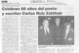 Celebran 80 años del poeta y escritor Carlos Ruiz Zaldívar.