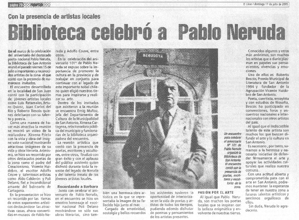 Biblioteca celebró a Pablo Neruda.