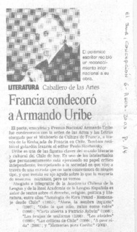 Francia condecoró a Armando Uribe.