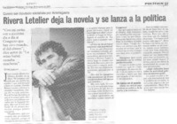 Rivera Letelier deja la novela y se lanza a la política. (entrevistas)