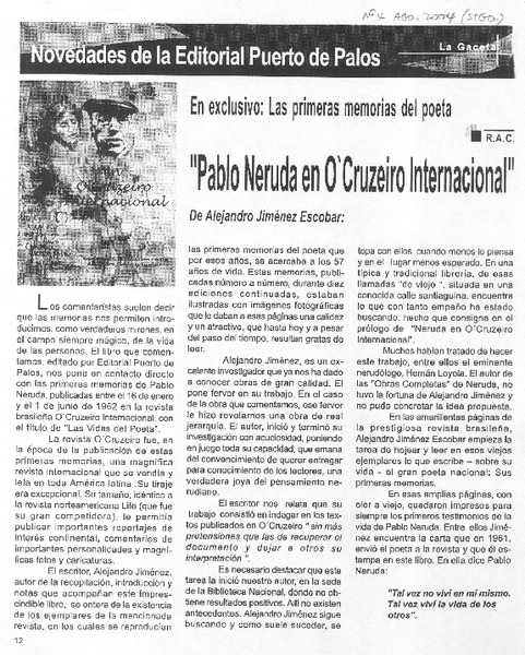 Pablo Neruda en O'Cruzeiro Internacional