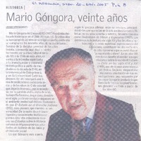 Mario Góngora, veinte años.