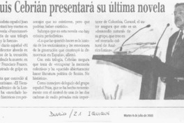 Juan Luis Cebrián presentará su última novela.