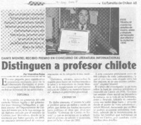 Dante Montiel recibió premio en concurso de literatura internacional : distinguen a profesor chilote