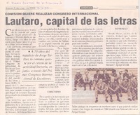 Comisión quiere realizar congreso internacional : Lautaro, capital de las letras