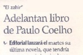 "El Zahir" : adelantan libro de Paulo Coelho