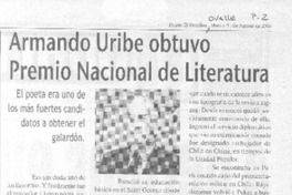 Armando Uribe obtuvo Premio Nacional de Literatura