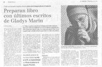 Preparan libro con últimos escritos de Gladys Marín.