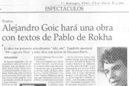 Alejandro Goic hará una obra con textos de Pablo de Rokha