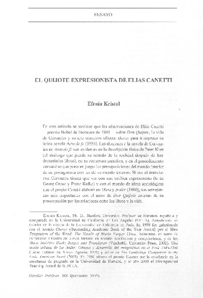 El Quijote expresionista de Elías Canetti