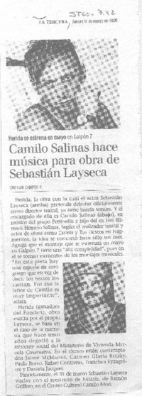Camilo Salinas hace música para obra de Sebastián Layseca.
