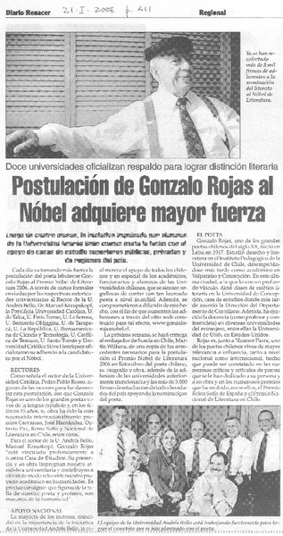 Postulación de Gonzalo Rojas al Nobel adquiere mayor fuerza