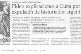 Piden explicaciones a Cuba por expulsión de historiador argentino