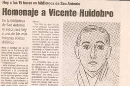 Hoy a las 19 horas en biblioteca de San Antonio : Homenaje a Vicente Huidobro