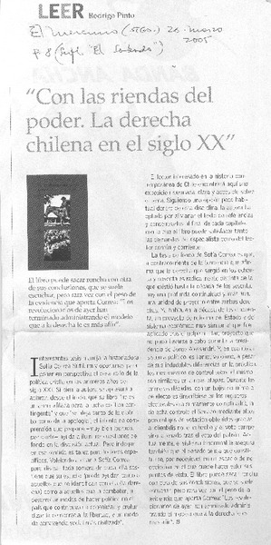 "Con las riendas del poder. La derecha chilena en el siglo XX".