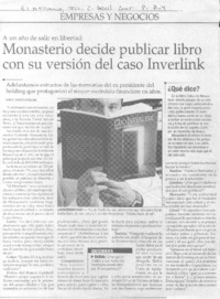 Monasterio decide publicar libro con su versión del caso Inverlink.
